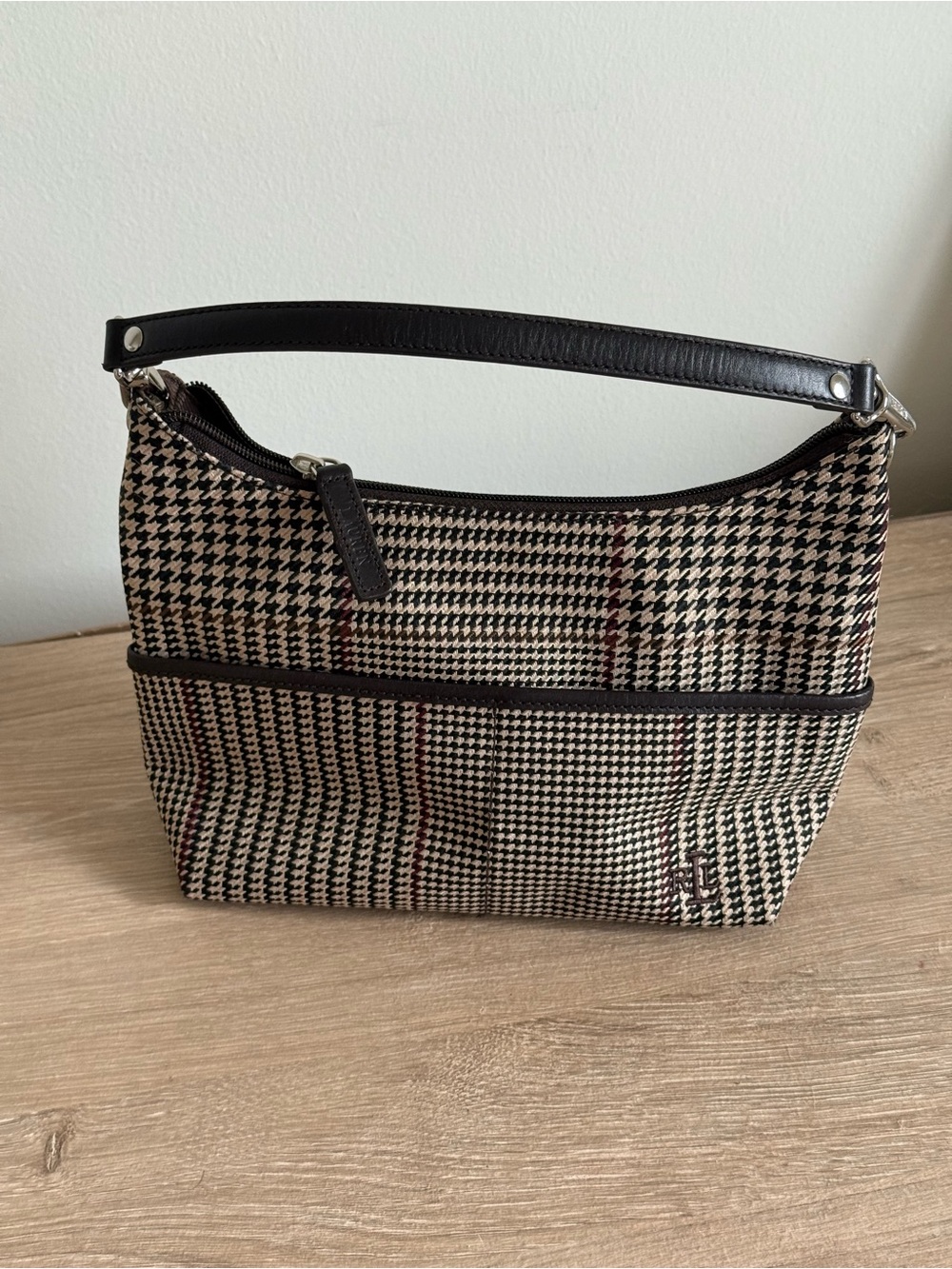Ralph Lauren Houndstooth Plaid Mini Shoulder Bag